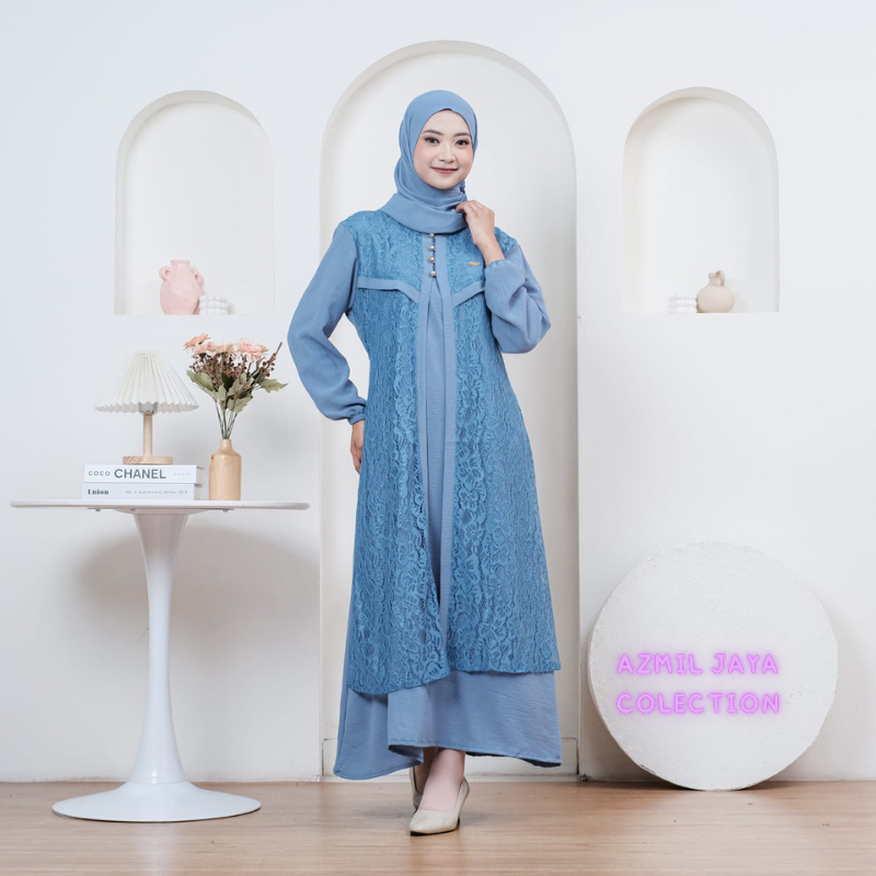 GAMIS BROKAT MEWAH ELEGAN | GAMIS PESTA | GAMIS TILE MAXY BROKAT | GAMIS WANITA CRINKLE MIX BRUKAT