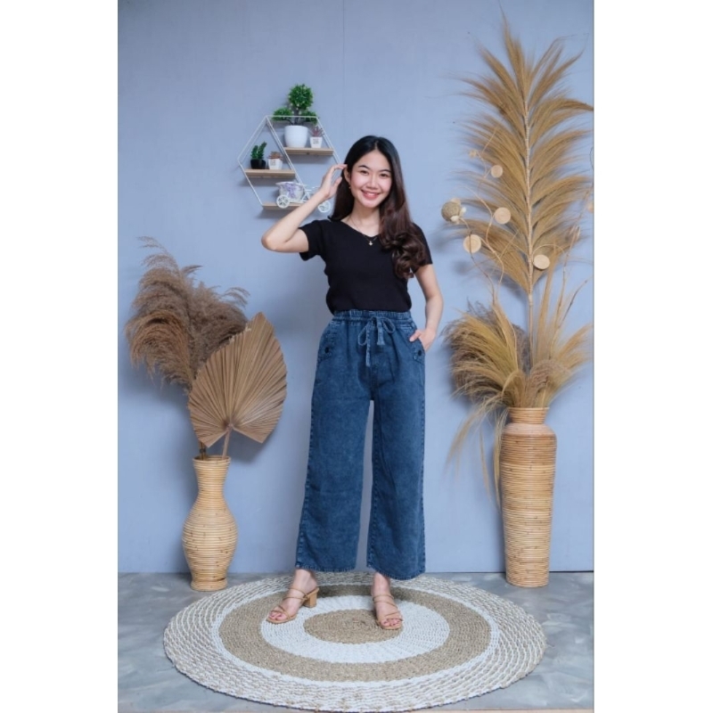 Celana Jeans Kulot Rena Highwaist Denim