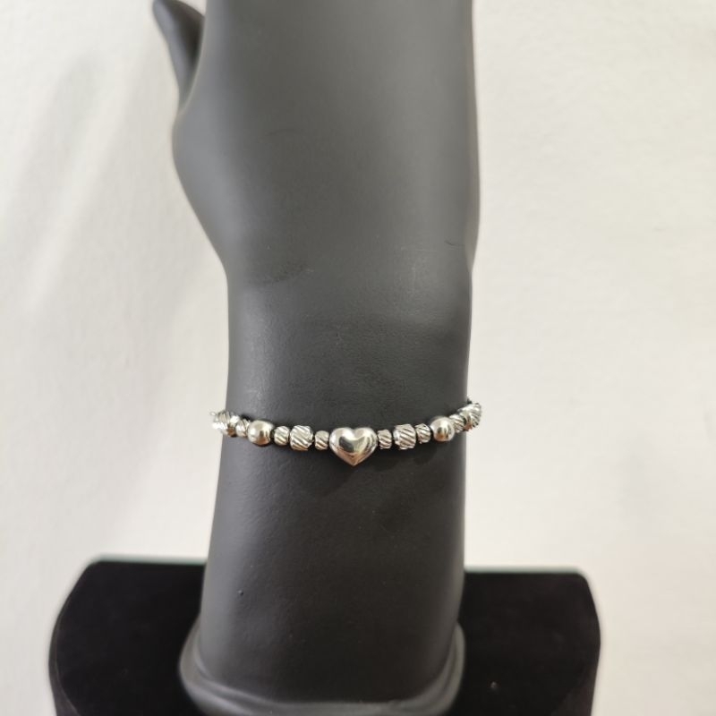 Gelang serut wanita Love polos putih titanium anti karat