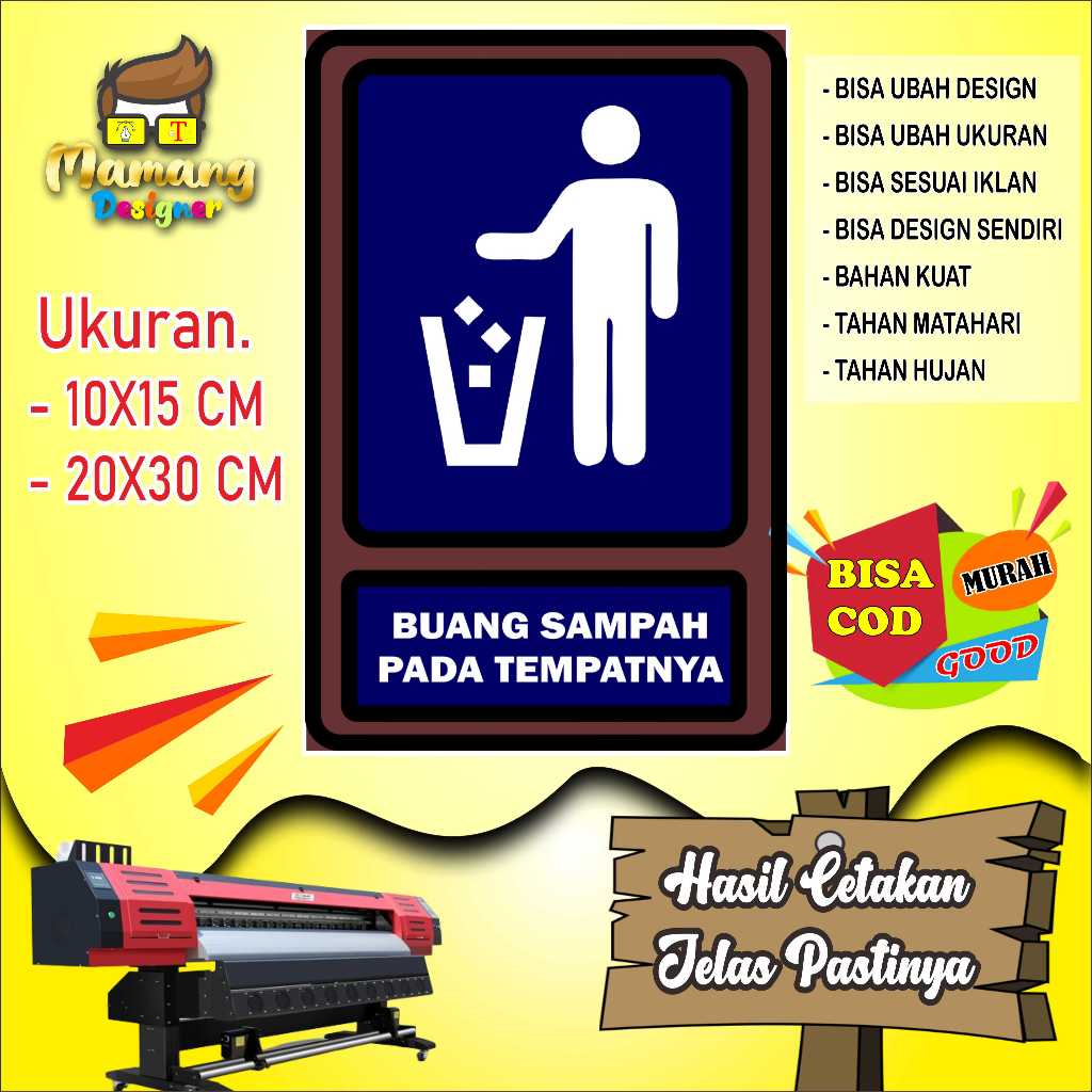 

Cetak Sticker Untuk Kebersihan Buang Sampah Biru