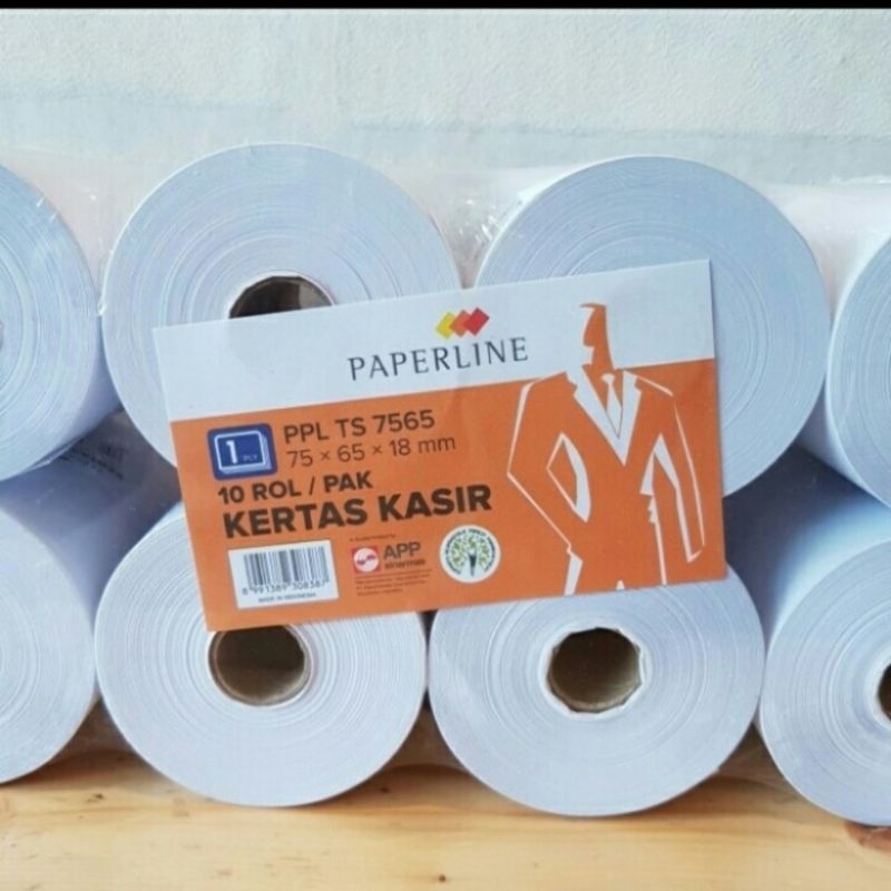 

Paperline Kertas Kasir / Struk NCR 75 x 65 x 18 mm 1 Ply - Pack isi 10 Roll.