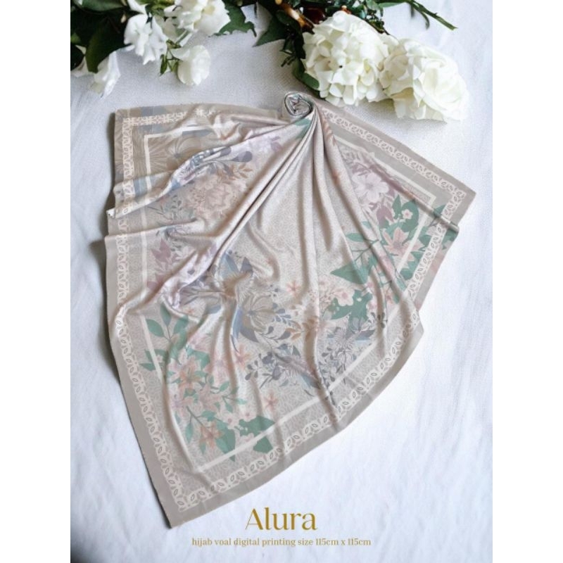 ALURA HIJAB VOAL (AL-43) MRSGIANTIKA- Hijab voal motif segiempat/ Jilbab motif voal/ Supplier kerudu