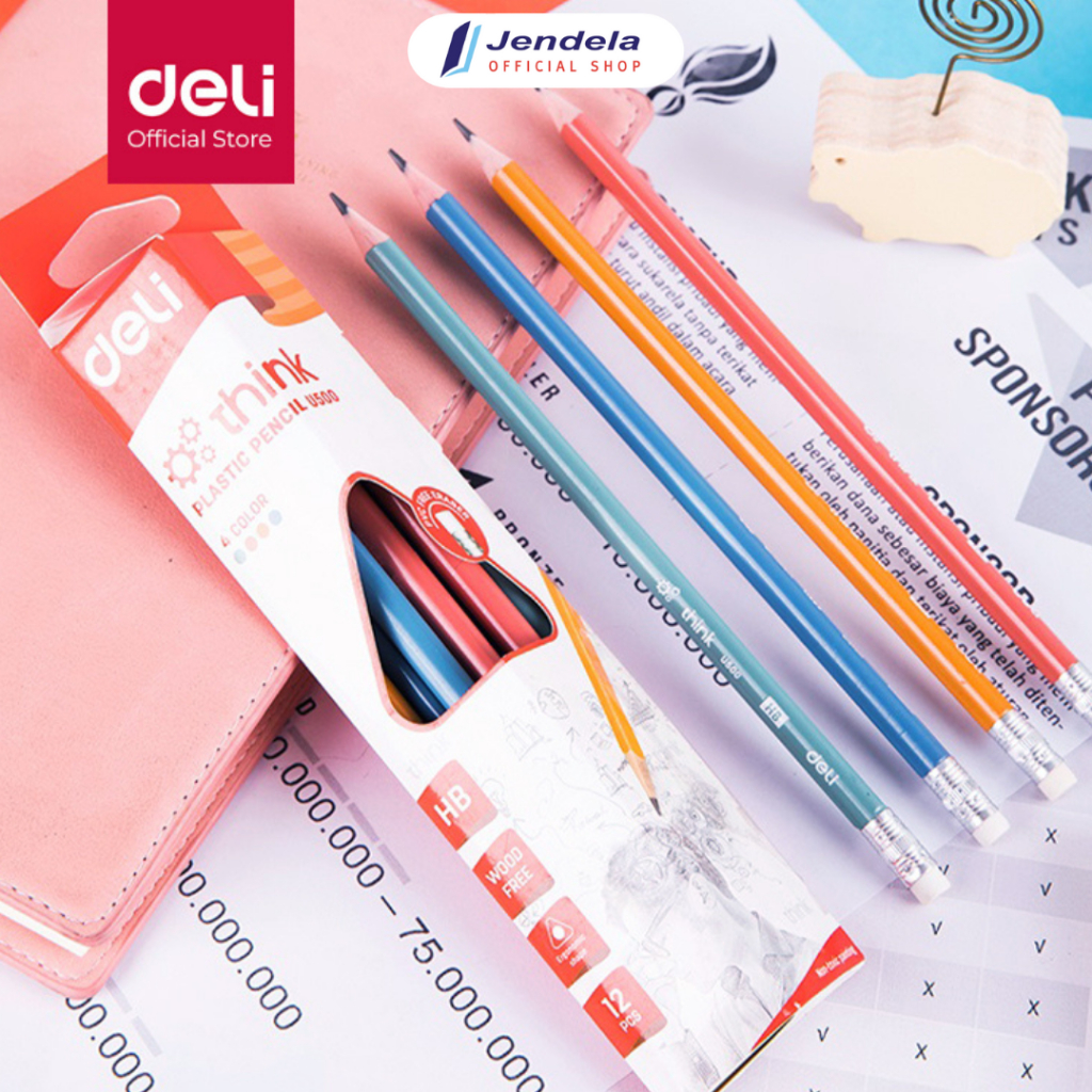 

Pensil Plastik Deli Pensil HB 12PCS/Kotak dengan Ujung Penghapus, Bentuk Segitiga Untuk Sekolah ATK EU50000
