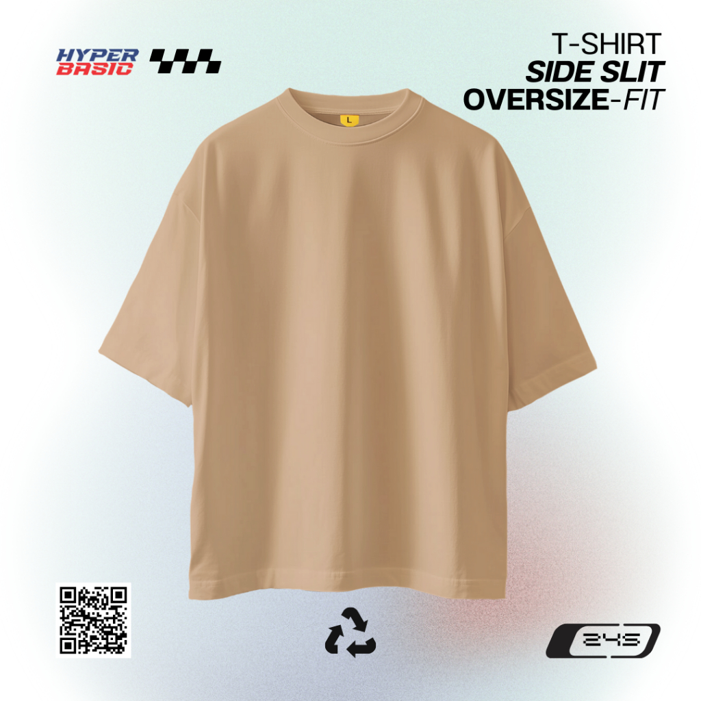 𝐇𝐲𝐩𝐞𝐫𝐛𝐚𝐬𝐢𝐜 Baju Kaos Polos Oversize Belah Samping Tanpa Saku Bahan Katun Combed 24s Pria Wanita Warn
