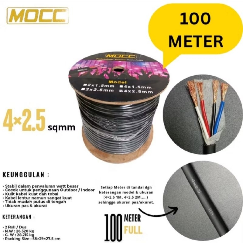 Kabel Audio Speaker MOCC 4x2,5 mm | Kabel Speaker MOCC Per 100 meter 4 x 2,5 mm