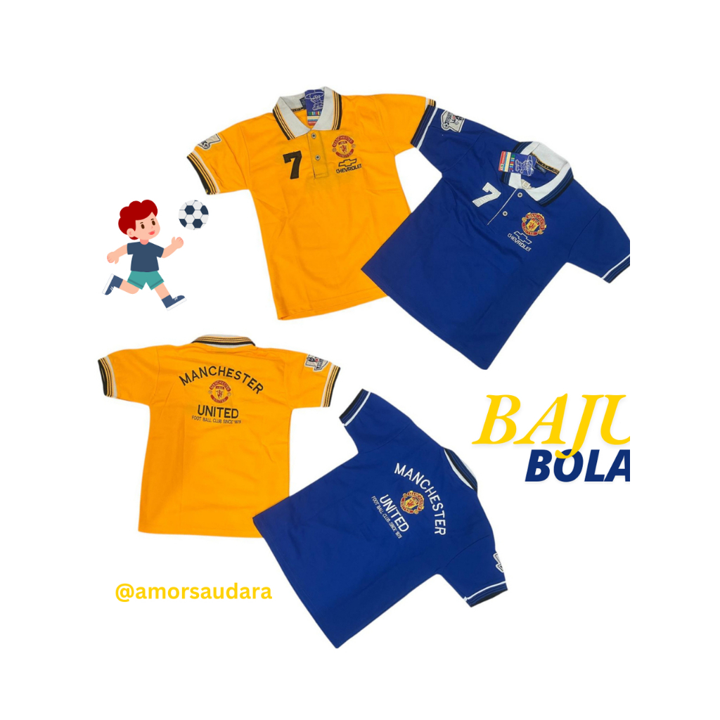 BAJU ANAK MOTIF BOLA/BAJU KERAH ANAK/BAJU ANAK MOTIF BOLA MANCHESTER UNITED/ATASAN MOTIF BOLA MANCHE