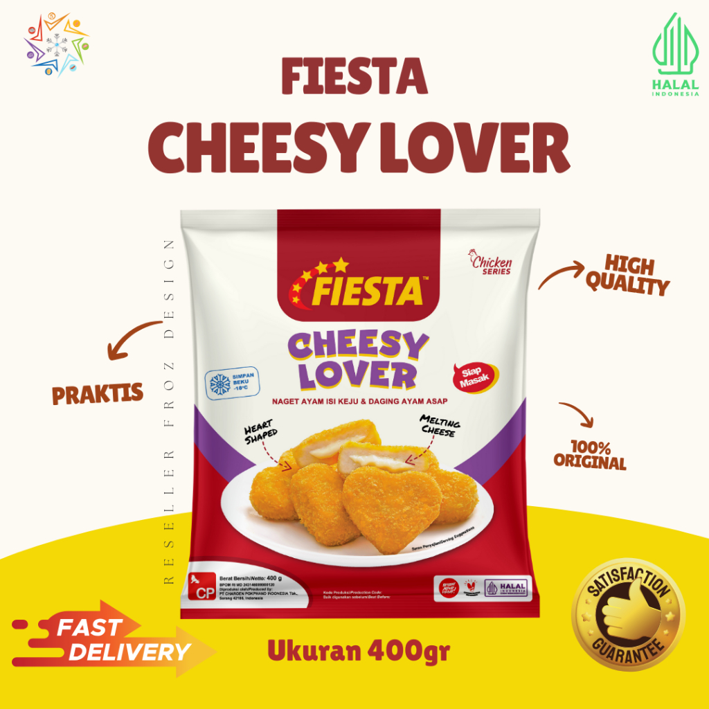 

FIESTA CHEESY LOVERS 400GR | NUGGET AYAM ISI KEJU LUMER | NUGGET LOVE | NAGET AYAM KEJU PIESTA