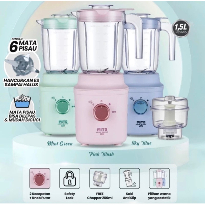 Mito Blender Mega Blend Pro BL300 Blender Mito 1,5 Liter Low Watt 250 Watt - Blender Mito