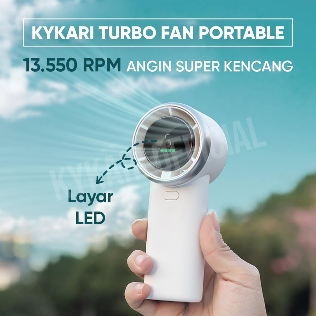 KYKARI Turbo Fan 13550 Rpm Super Kencang Layar LED - Brushless Motor - Kipas angin kecil Strong High