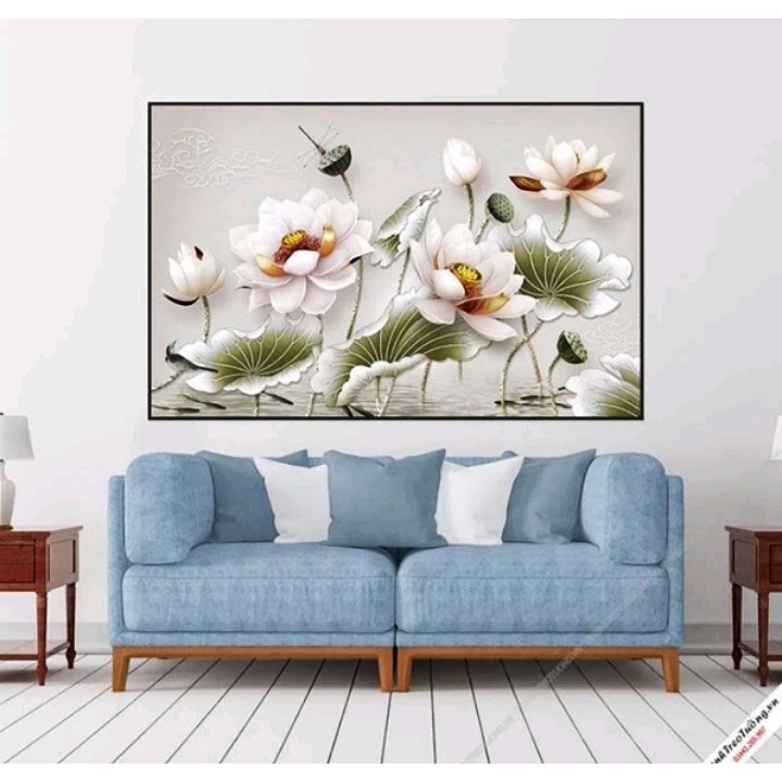 lukisan bunga teratai nordic modern hiasan dinding aestetic