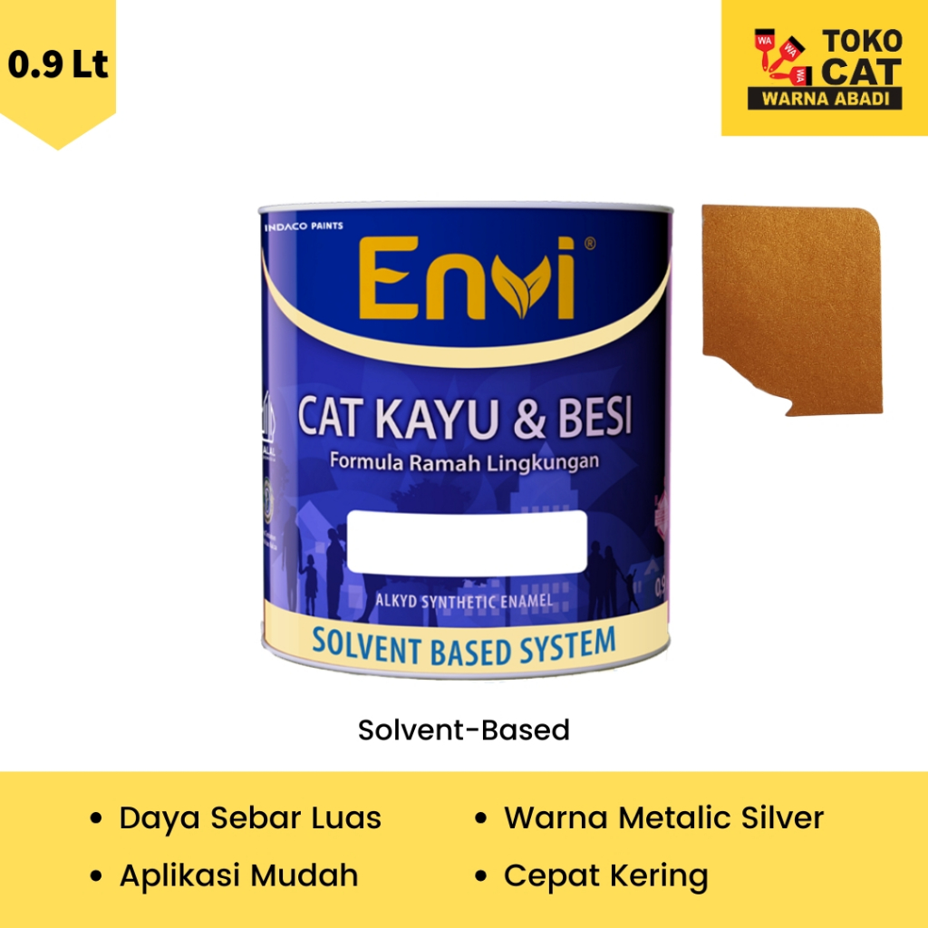 CAT MINYAK ENVI WARNA EMAS 0.9 LITER - CAT KAYU DAN BESI