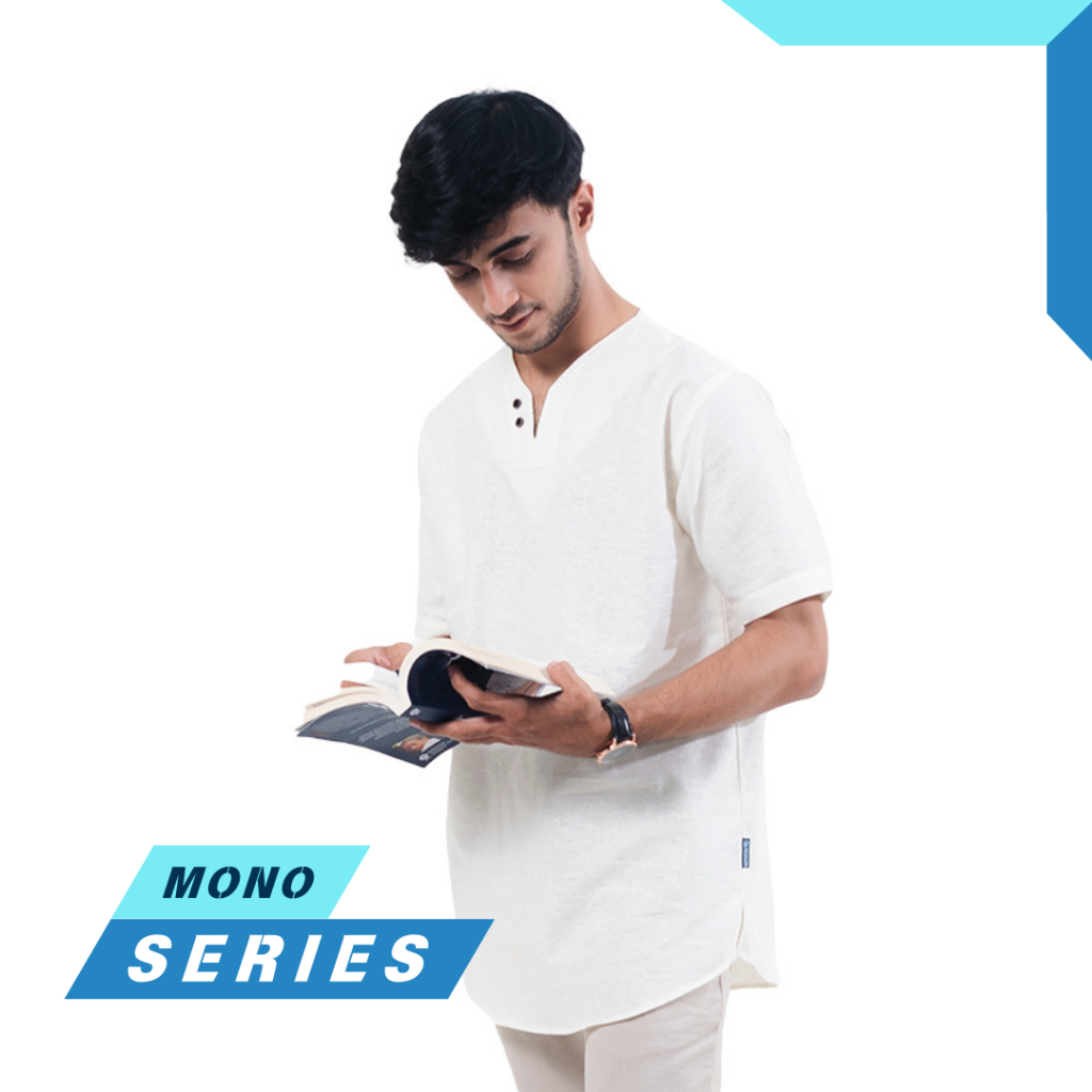 Baju Koko Muslim Pria Dewasa Keren Lengan Pendek Mono Series FADSAN