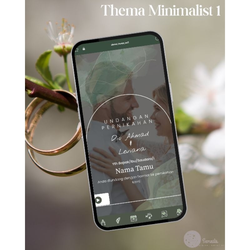 UNDANGAN NIKAH DIGITAL WEB, THEMA MINIMALIS, BANYAK THEMA, DENGAN GALERY, FREE FILTER INSTAGRAM