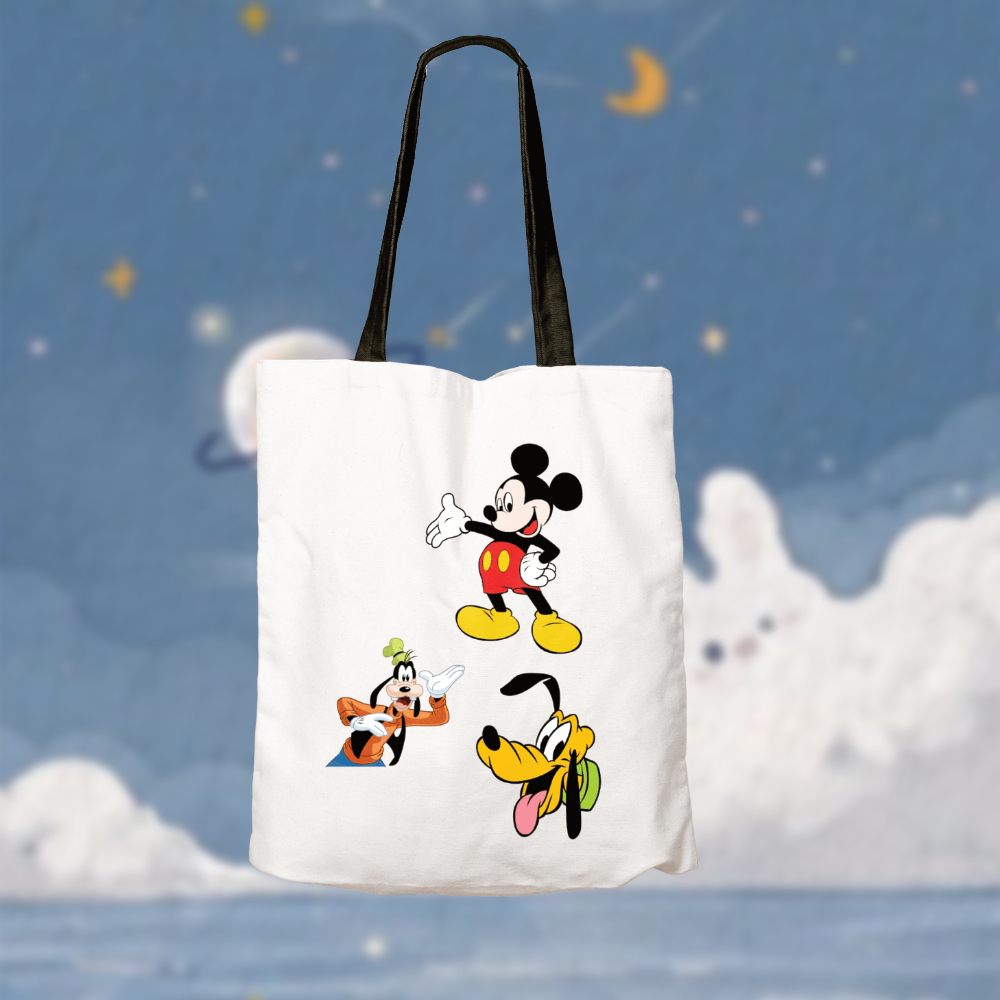 Tas Totebag Sekolah Mickey Mouse - Kain Kanvas tebal 28cm x 38cm | Tas Selempang - Tas Bahu - Mickey