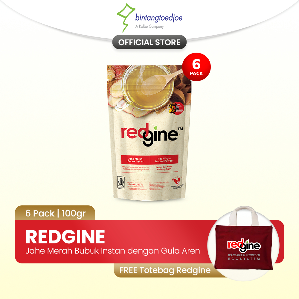 

Jahe Merah Bubuk Instan dengan Gula Aren - Redgine (6 Pack) FREE Tote Bag