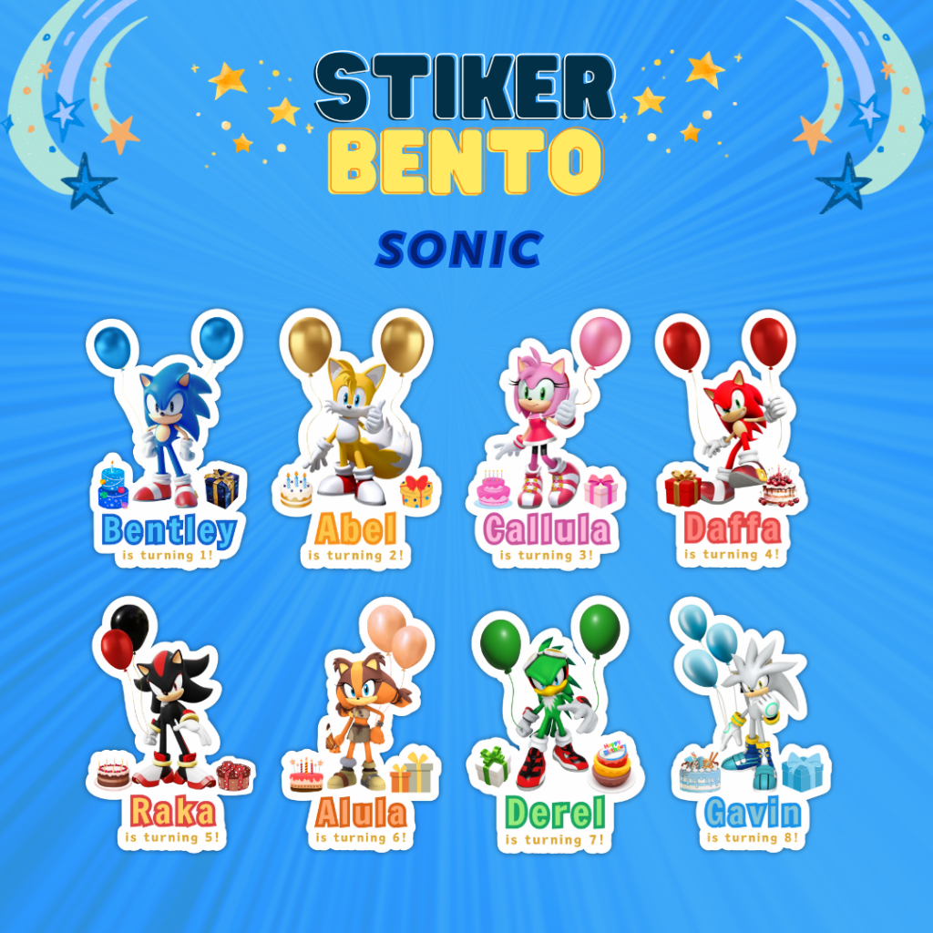 

[Sonic] Cetak Sticker Bento Birthday Custom Happy Birthday Anak I Label Birthday Sticker Bento Custom Tema