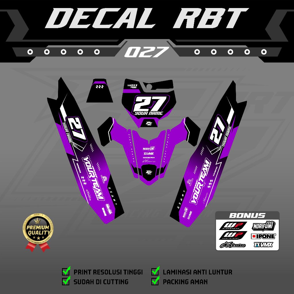 DECAL RBT VEGA LAMA NEW JUPITER F1ZR DECAL TRAIL CUSTOM KCODE RBT027