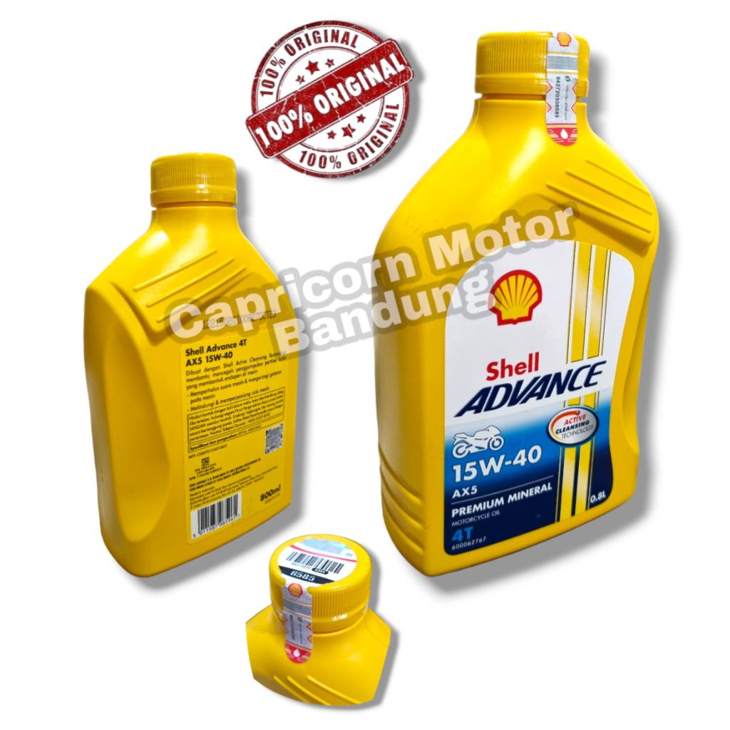SHELL ADVANCE 4T AX5 SAE 15W 40 API SL JASO MA2 AX 5 Oli Mesin Motor Bebek 4 TAK 800ml