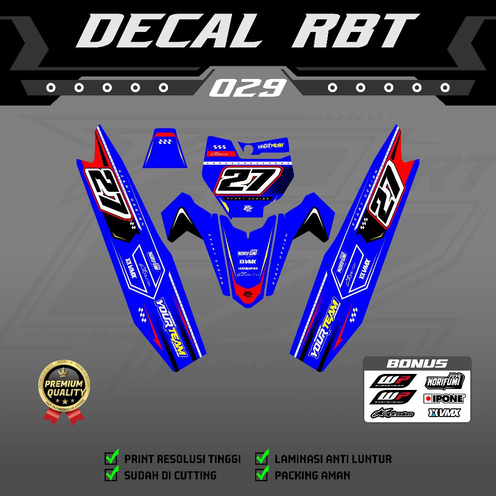DECAL RBT VEGA LAMA NEW JUPITER F1ZR DECAL TRAIL CUSTOM KCODE RBT029