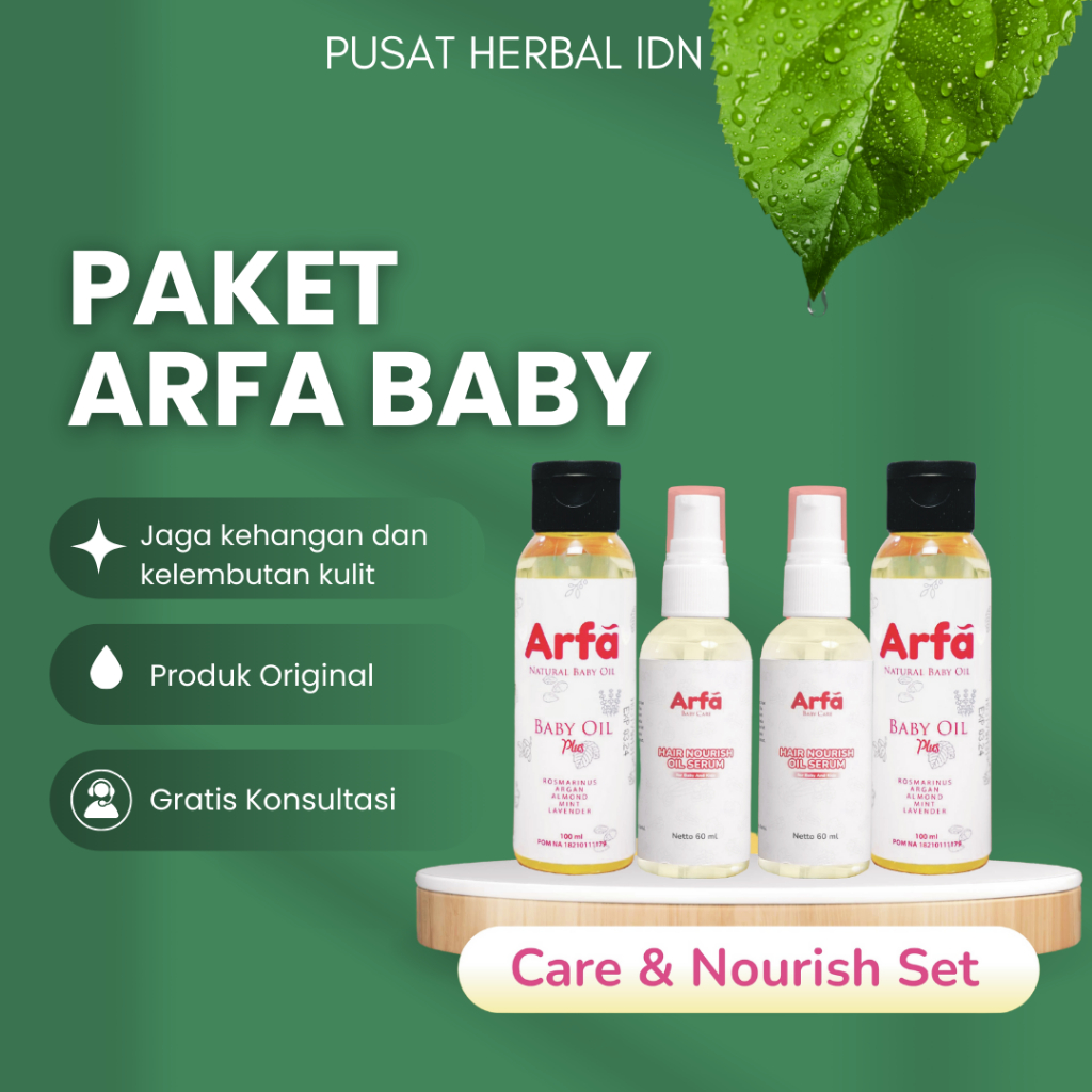 ARFA CARE & NOURISH SET - 2 Botol Arfa baby Hair Serum + 2 Botol Arfa Baby Oil