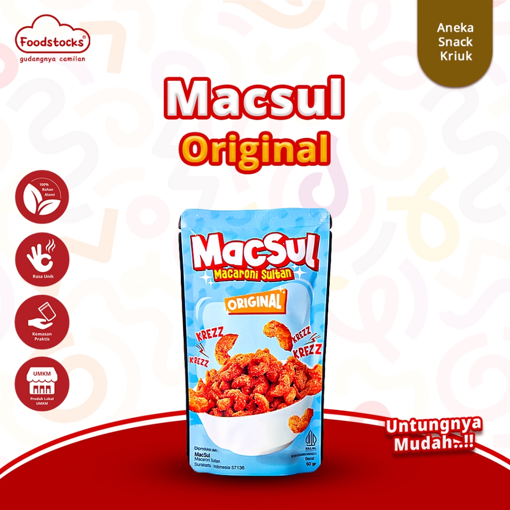 

Snack Cekelin Macaroni Sultan (Macsul) Original 50 Gram Super Renyah