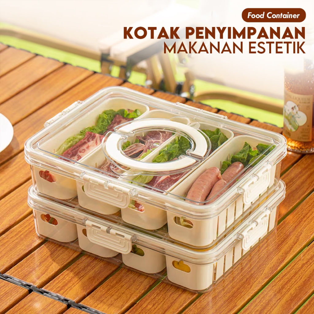 Wadah Tempat Saringan Sayuran Buah-Daging /Wadah Rak Bumbu Dapur Dengan Tutup / Food Storage Besar  