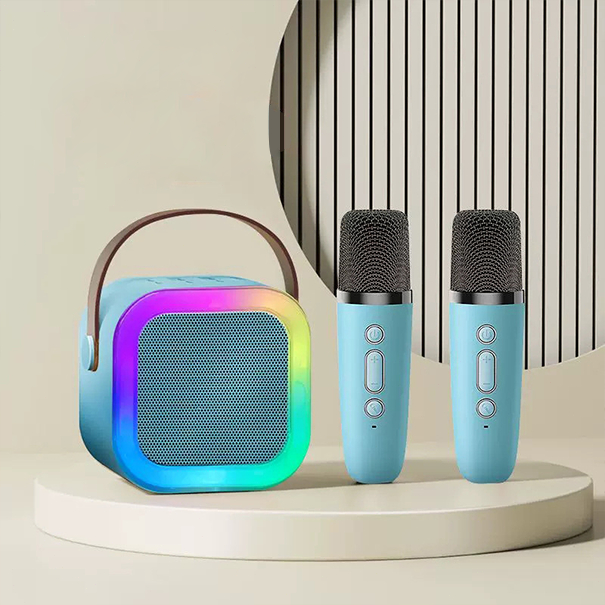 TERBARU Mini karoke Speaker Bluetooth 2 mic / Mini karoke Speaker Bluetooth Portabel Penuh Bass /