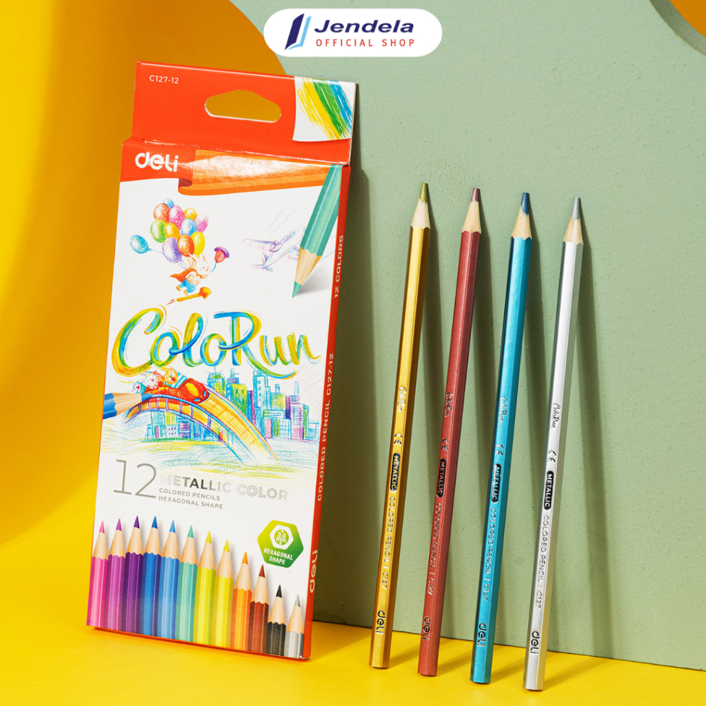 

Pensil Warna Deli Colored Pencil 12 Warna Pensil Warna Metalik Nyaman Digenggam ATK EC127-12