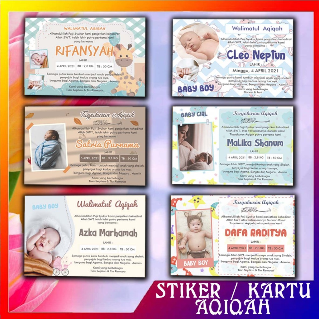 Kartu ucapan aqiqah stiker tasyakuran aqiqahan