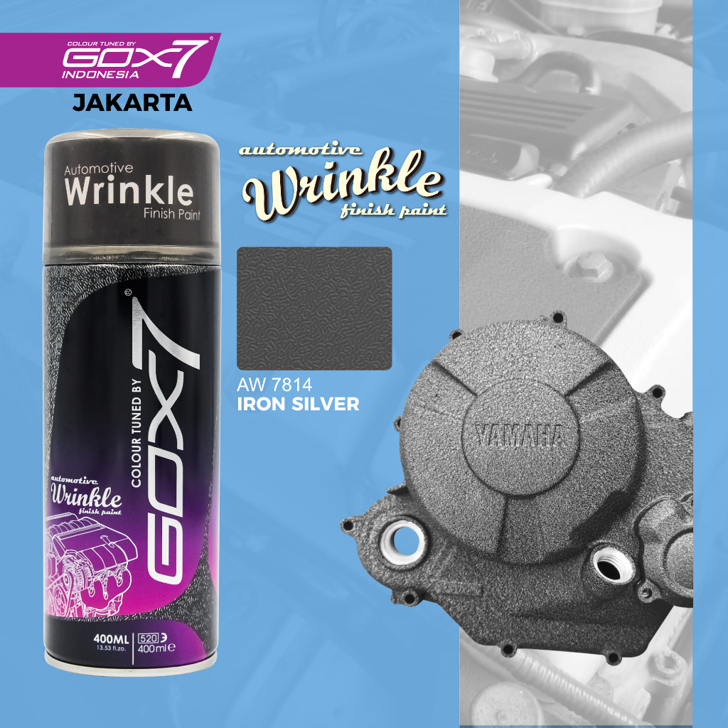 Gox7 Wrinkle Finish-Cat Semprot Mesin Motor-Cat Hasil Mengerutu-AW7814 Iron Silver | Cat Aerosol Sem