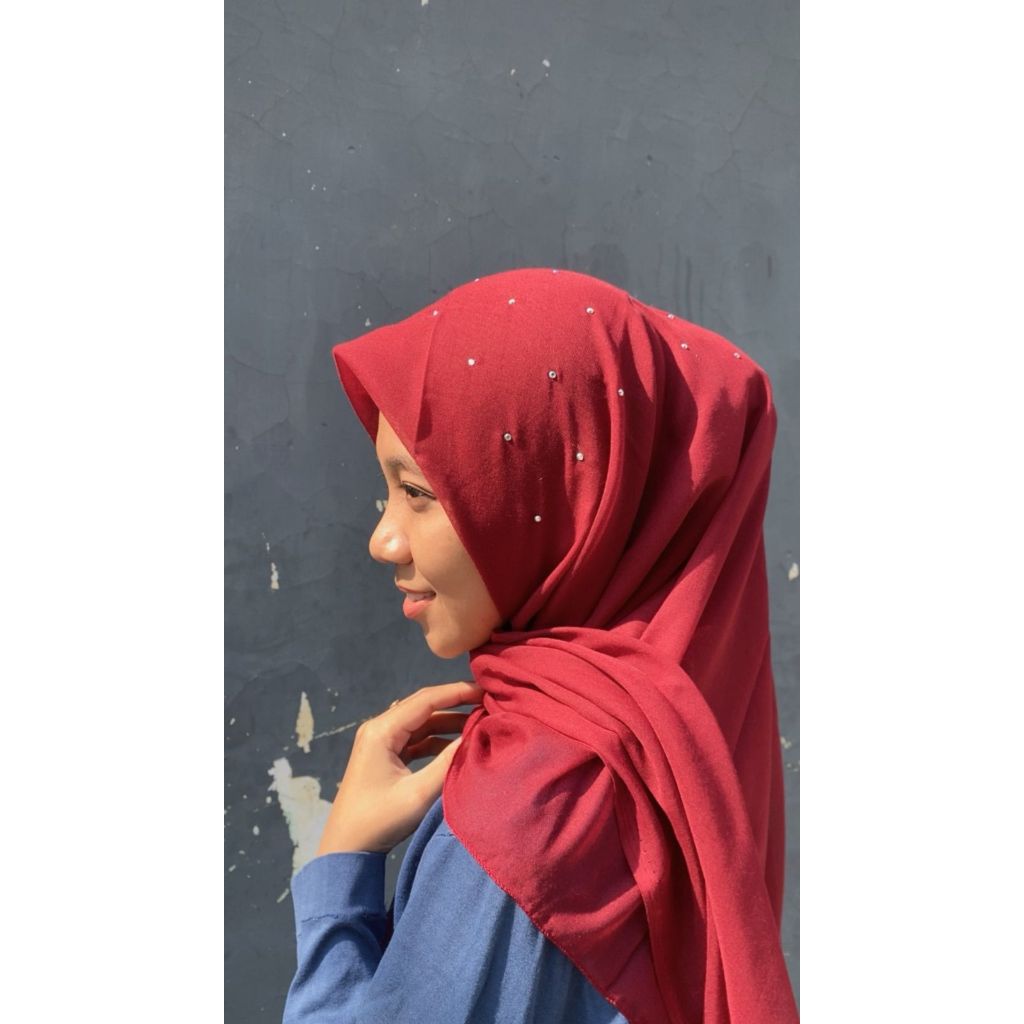 HIJAB polycatun  (Bella square)SWAROVSKI TASSEL PREMIUM ANTI LETOY