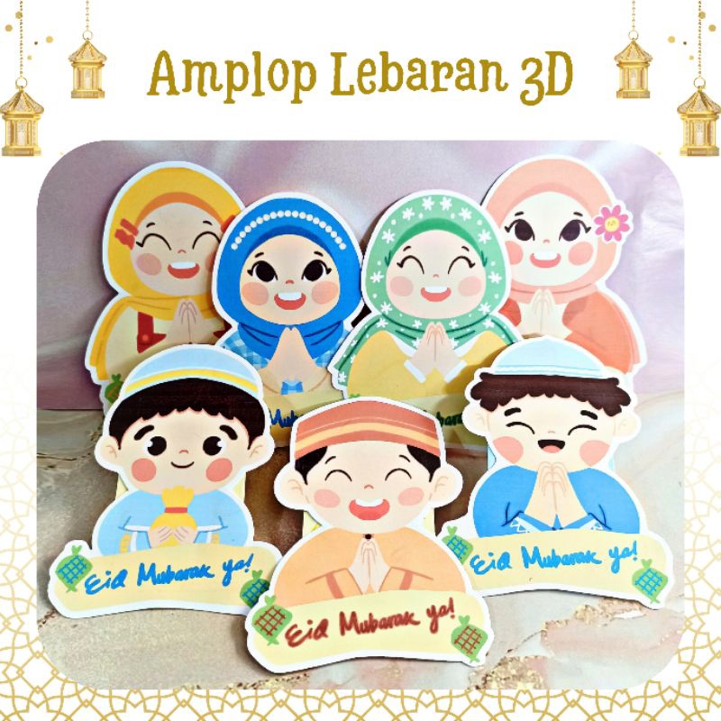 

(isi 5pc) Amplop Lebaran 3D karakter muslim