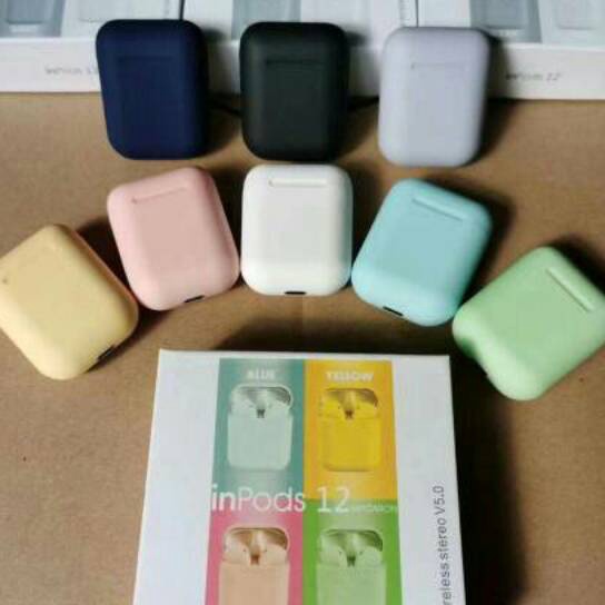Premium HEADSET BLUETOOTH INPOD i12 MACARON