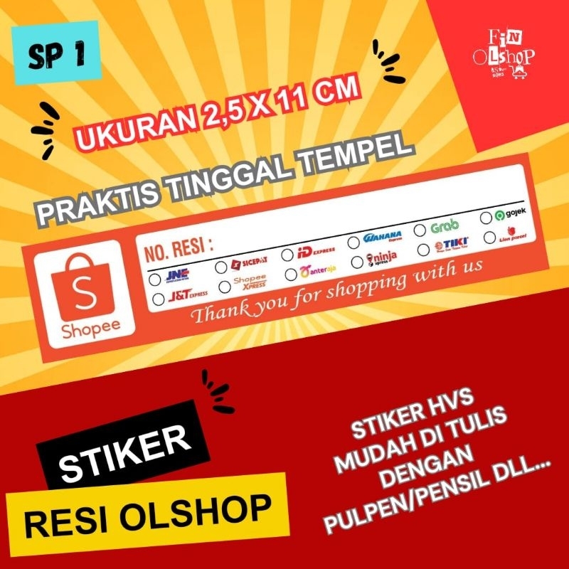 

STIKER RESI PENGIRIMAN OLSHOP / LABEL PAKET OLSHOP / RESI OLSHOP SHOPEE ( ISI 100 )