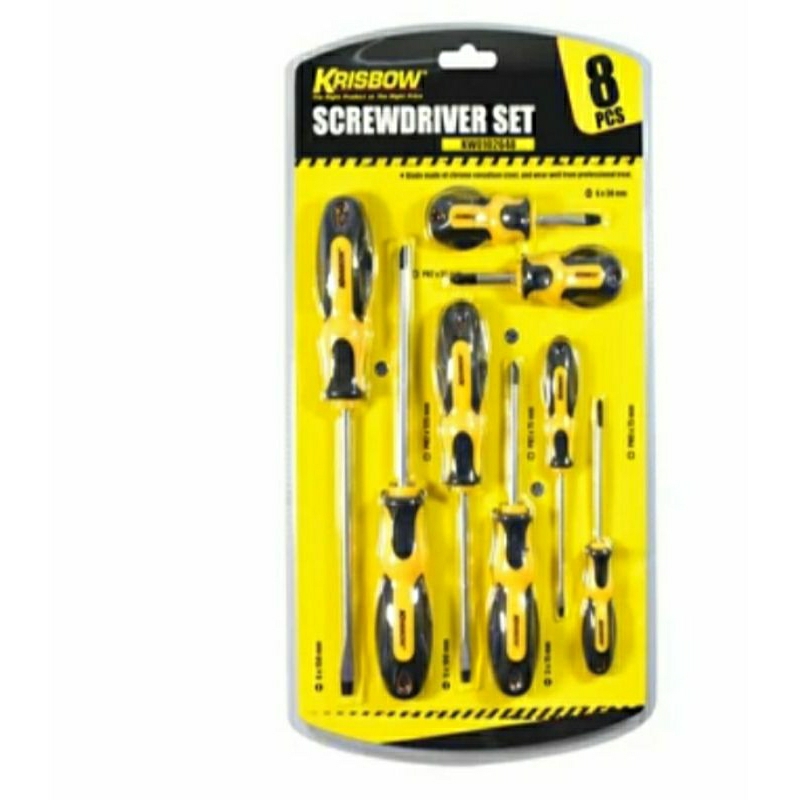 Krisbow Set 8 Pcs Obeng Plus & Minus - Kuning