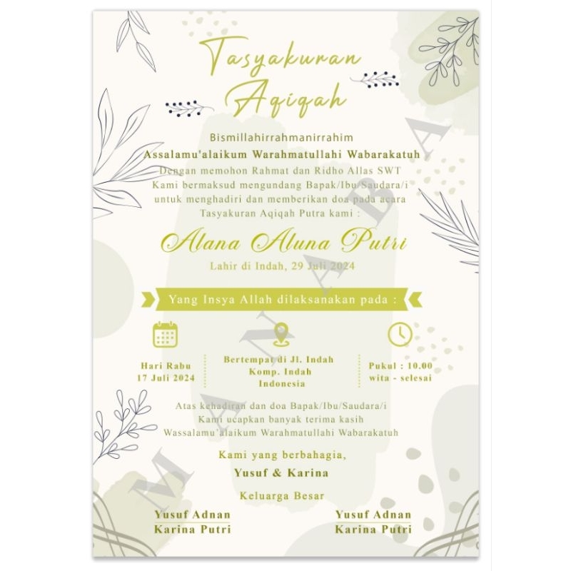 UNDANGAN DIGITAL/ UNDANGAN DIGITAL AQIQAH