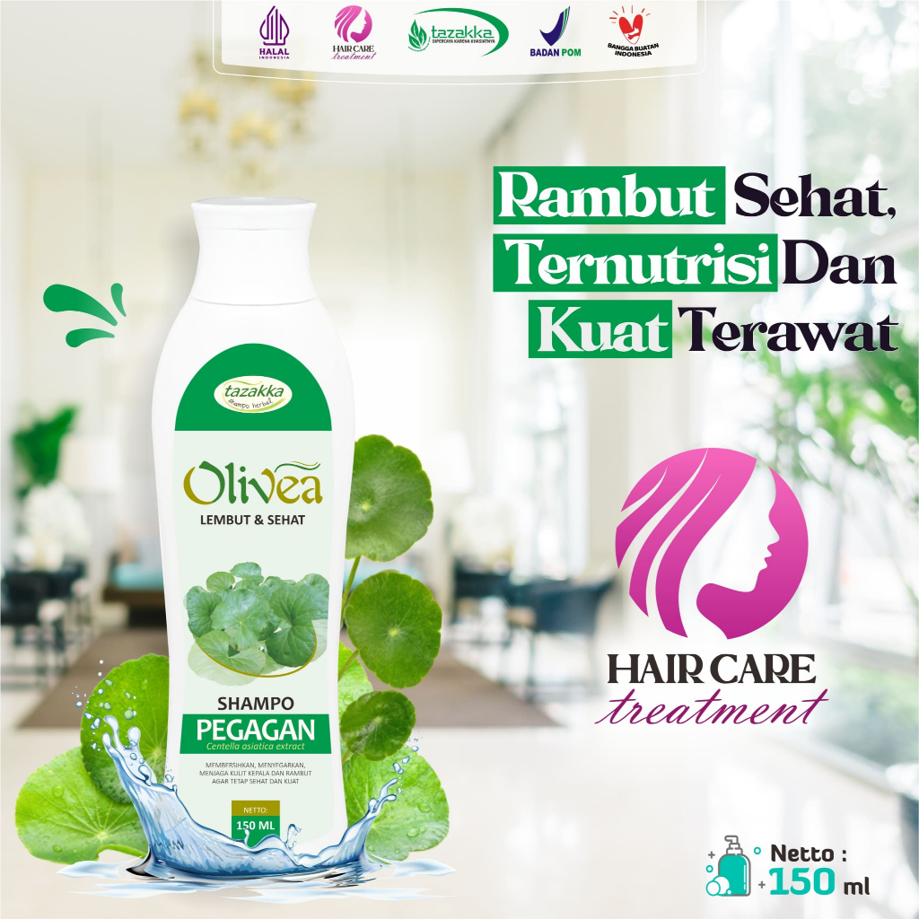 Shampoo Herbal Alami Terbaik OLIVEA Pegagan Anti Rontok dan Penghilang Uban Original Tazakka