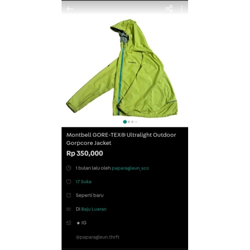 Montbell GORE-TEX® Ultralight Outdoor Jacket