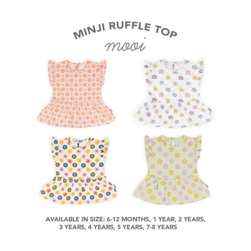 MOOI - MINJI RUFFLE TOP - KAOS ANAK PEREMPUAN - BAJU ANAK