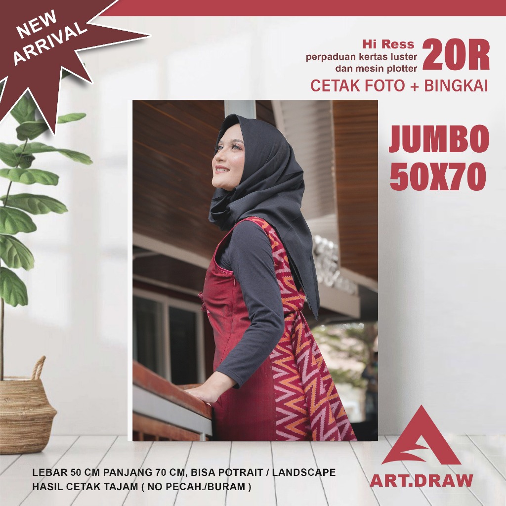 CETAK FOTO BINGKAI 50X70 (20R) JUMBO MEDIA MDF