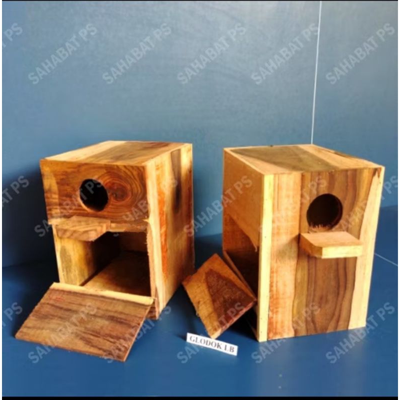 GLODOK KAYU KOTAK KAYU SANGKAR BURUNG PARKIT LOVEBIRD KENARI TEMPAT BERTELUR