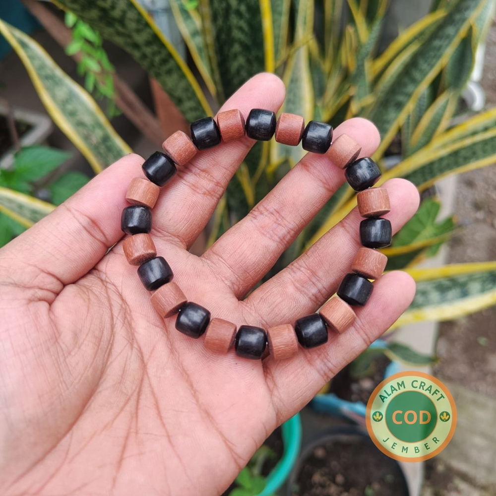 Gelang Kayu Kelor Hitam Kayu Setigi Stigi Tabung