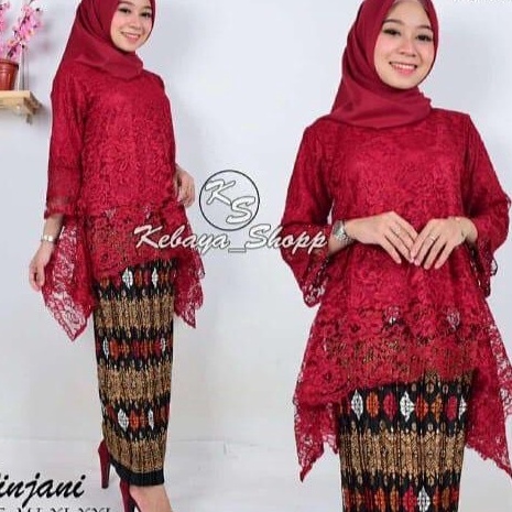 HJ6 SETELAN KEBAYA RINJANI JUMBO BRUKAT M5XL KEBAYA LEBARAN MEWAH SET KEBAYA RINJANIATASAN TUNIK JUM