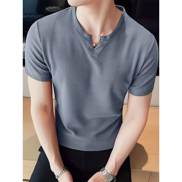 Kaos pria bahan Wafer Lengan Pendek / Kaos Polos Premium Waffle / Kaos Pria Krah Vneck Terbaru / Kao