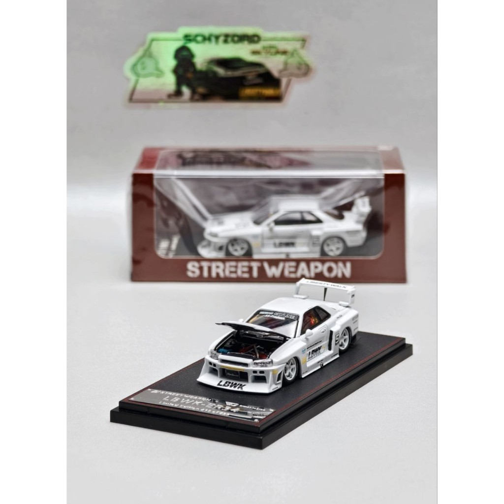Street Weapon LBWK Skyline ER34 #5 LB Super Silhouette Open Hood Limited Edition White