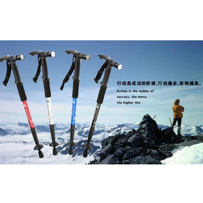 Lebih Bagus  Trekking pole  tracking pole  tongkat gunung dengan LED dan Kompas 11cm Anti shock pera