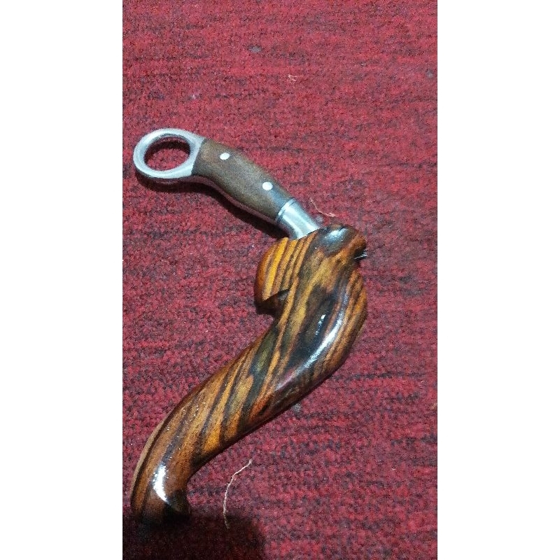 karambit Minang baja per asli cor duralium terbaik sarung kayu sonokeling