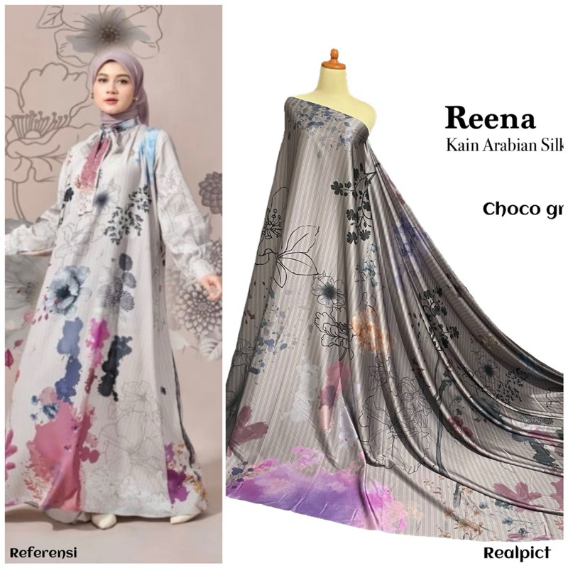 terbaru kain arabian silk motif reena cantik / kain dasar baju atasan gamis wanita / bahan bakal baj