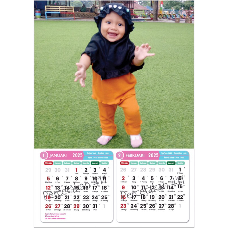 

Kalender duduk 2025 meja A5 murah lengkap tanggalan jawa dan islam bahan Ac260 jilid spiral custom