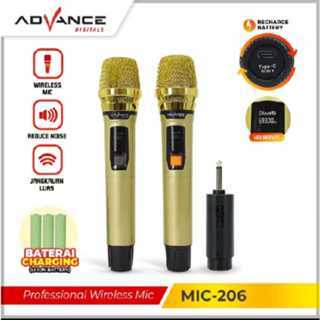 Advance Microphone Wireless MIC-206/Mic Double Wireless Gold/Mik Karaoke 2 pcs Free Cover Mic